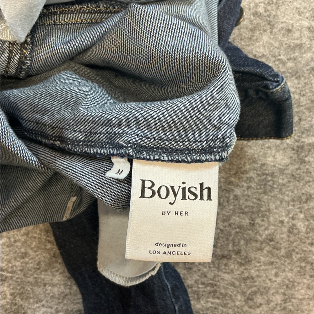 Boyish Dark Indigo Denim Jumpsuit With Raw Hem and Button Details Size M - Picture 4 of 6